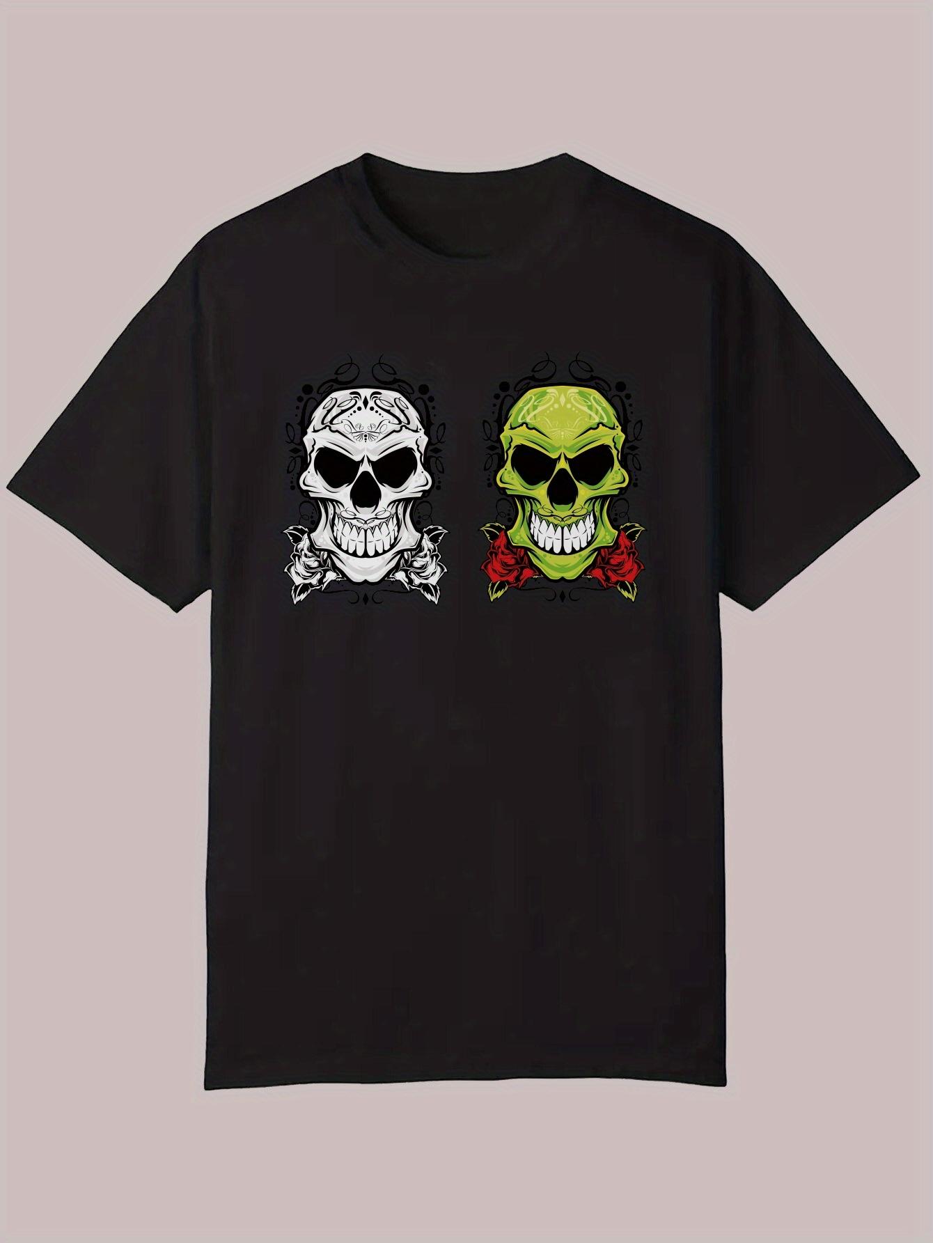Casual Summer T-shirt - Gothic Skull Print XXL