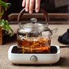 High-Temperature Resistant 1L Transparent Glass Teapot with Handle for Fire Cooking, Ins Style Tea Set