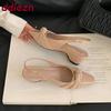 Fashion 2025 New Fashion Pointed Toe Ladies Low Heel Sandals Slip On Shoes Female Shallow Footwear Elegant Women Heeled Sandals Shoes