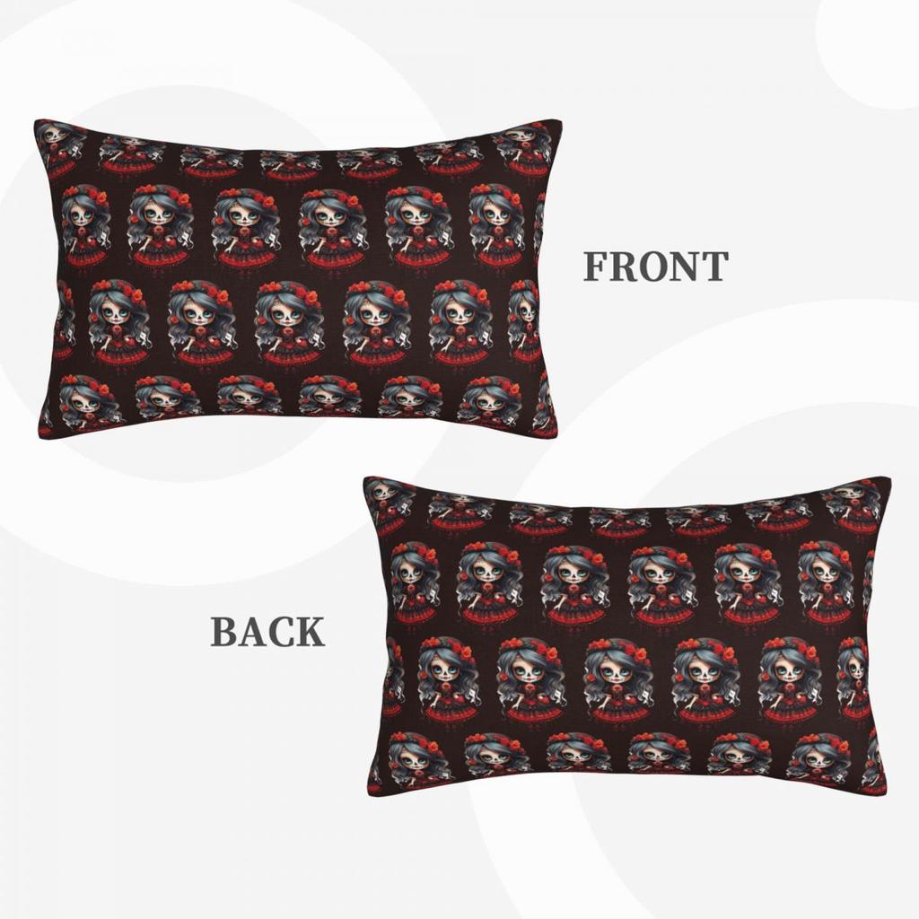 Alexander Gothic Las Elegantes Girls Day Of Dead Skull Rectangle Pillowcase Cushion Cover Decor Bedroom Bed Comfort Throw Pillow