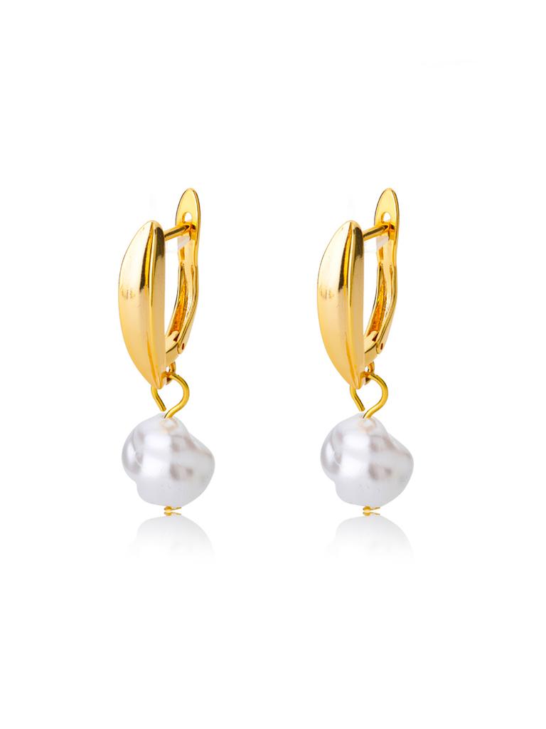 Vintage Baroque Imitation Pearl Dangle Earrings For Women Stainless Steel Ear Clip Circle Earrings Female Jewelry Party Gift