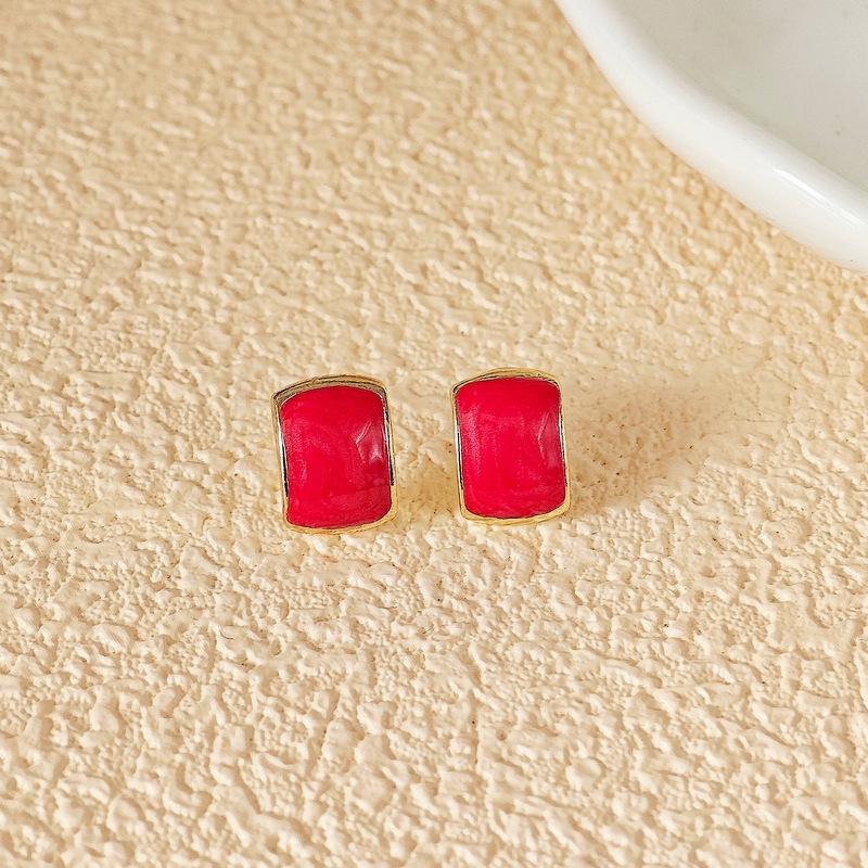 

Трендовые шикарные эмалевые серьги-пусеты C-образной формы для женщин красного, зеленого, розового цвета, маленькие серьги для девочек, aretes de mujer new in красный