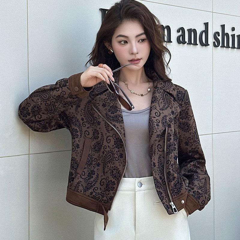 Chic Retro Leopard Print Cashew Short Jacket - Women s Autumn Stylish Arrival Medium