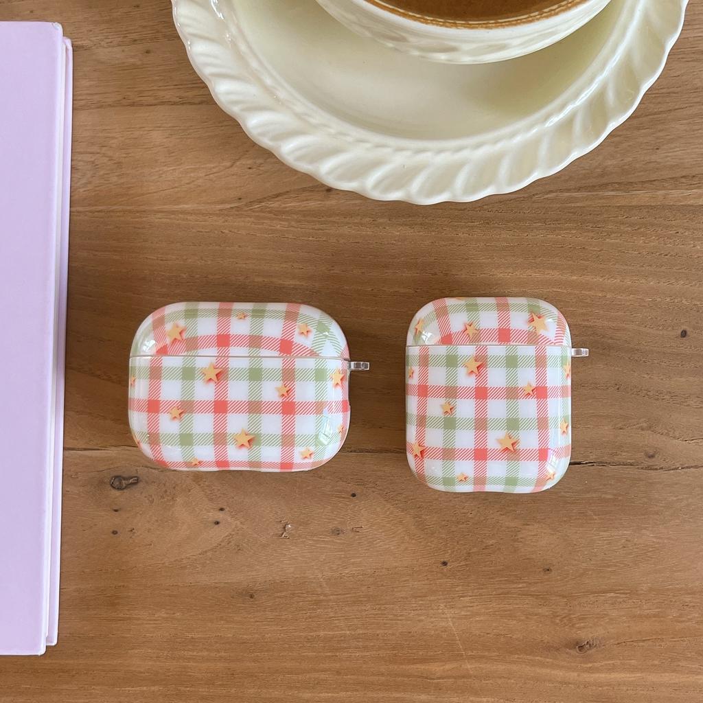 Korean Plaid Star for AirPods 1 /1 Protective Case Pro1 Wireless Bluetooth 1/1 Generation Earphone Case Pendant