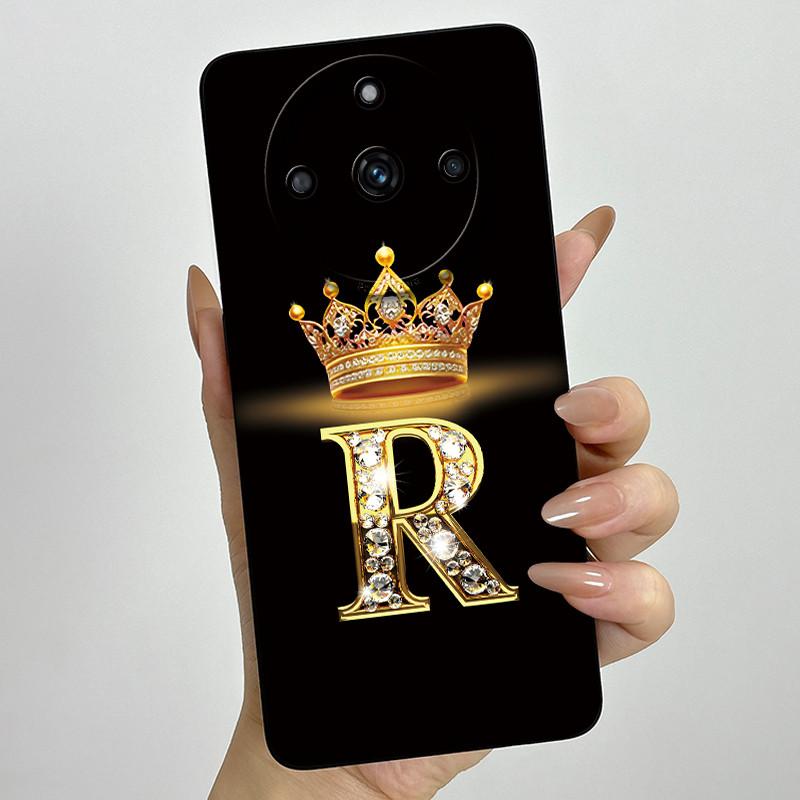 For Realme 11 Pro Plus 5G Fashion Initial Letter Couple Phone Case for Realme 11Pro 11 Pro+ Soft Silicone Lens Protective Casing