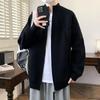 Korean Style Stand Collar Zipper Sweater Men's Lazy Style Knitted Cardigan Jacket Fashionable Top