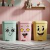 4 Sheets/Set Funny Cartoon Face Trash Can Stickers Waterproof Self-adhesive Wall Stickers Bathroom Home Bedroom Decor Stickers