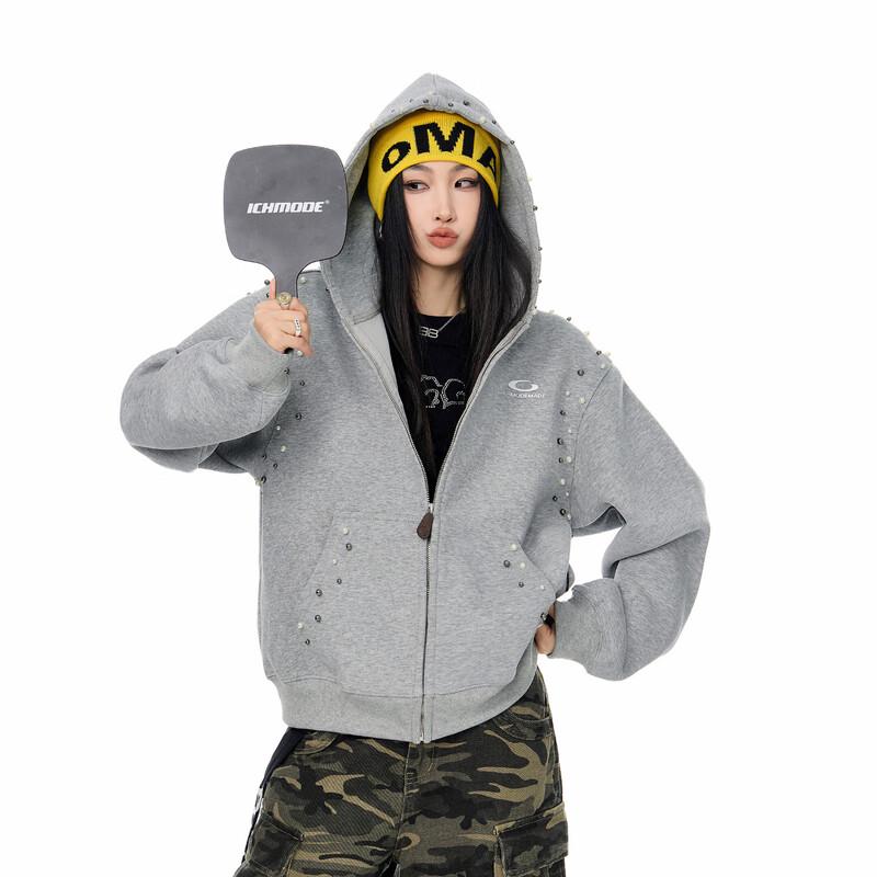 

Женский кардиган ICH MODE свободного кроя с капюшоном и жемчугом XL