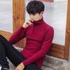 Fine Youthful Fashion Sweatwear Mens Anti-pilling High Quality Knitted Turtleneck Sweater Slim Fit Long Sleeve Pullover Solid Color Trend Men Clothing