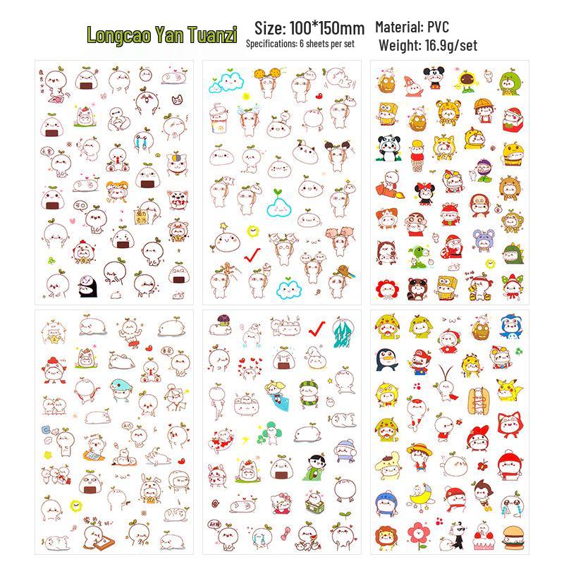 Korean Cartoon Animal Transparent PVC Stickers for Diaries and Baby Growth Journals