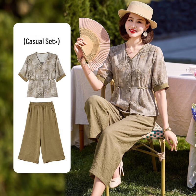 Women s Elegant Printed Two-Piece Summer Set 3XL