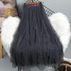 Women's Beaded Mesh High Waist A-Line Skirt - Spring/Summer Korean Style with Irregular Hem and Good Drape