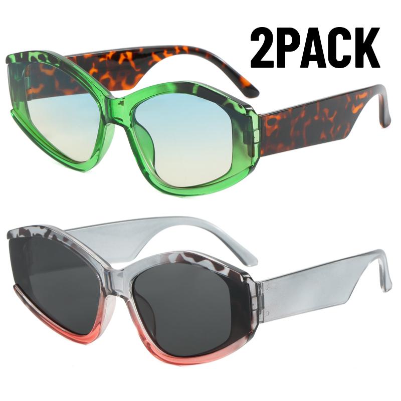 2PACK New Fashion Cat Eye Sunglasses Women Multi-Color Gradient Vintage Shades Luxury Brand Designer Fashion Sun Glasses UV400