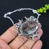 Natural Black Rutile, Onyx Gemstone 925 Sterling Silver Necklace 18" W9o19