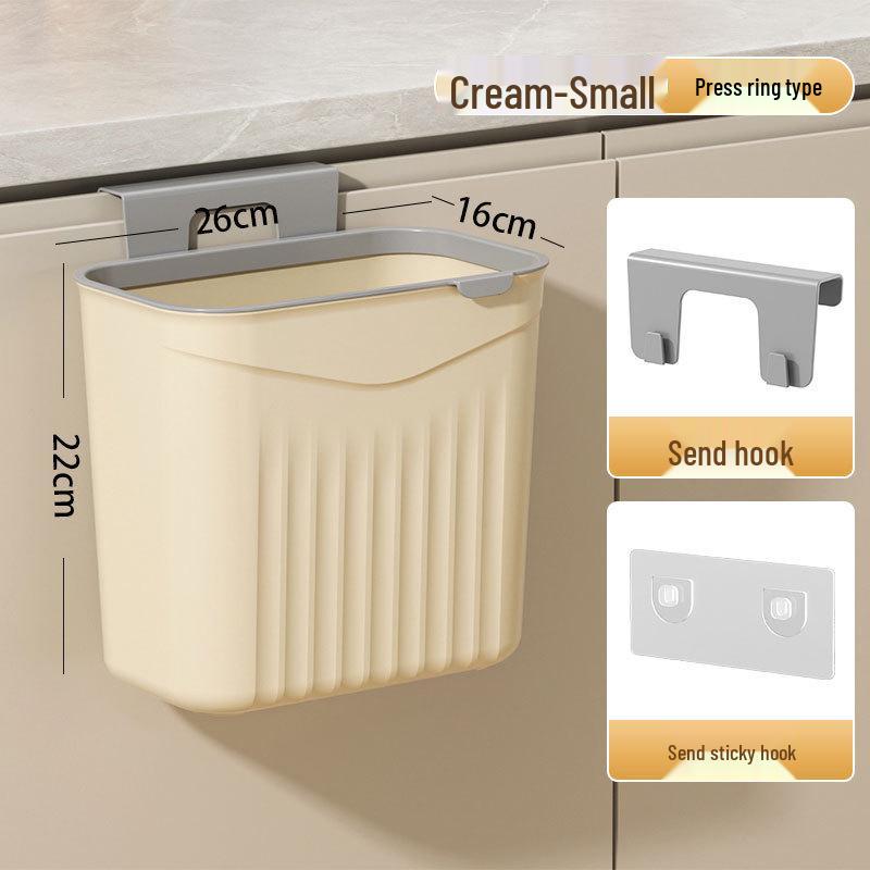 Wall-Mounted Flip-Top Kitchen & Bathroom Trash Can - Punch-Free Hanging Waste Basket