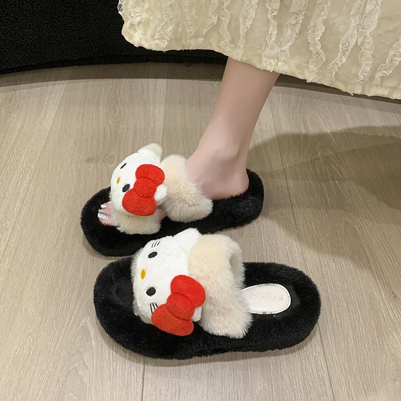 Cute Cartoon Soft Bottom Fluffy Drag Girl 2025 Autumn and Winter New Girl Soft Heart Cute Comfortable Cotton Slippers