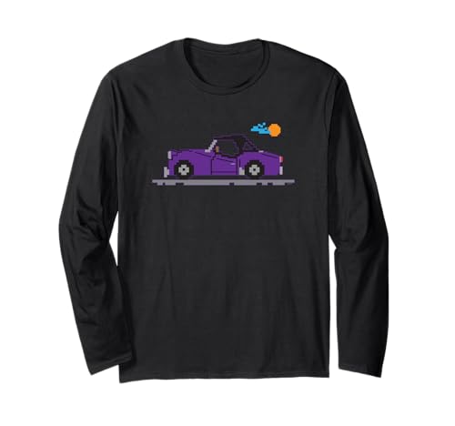 8-Bit Cartoon Triumph TR3 TR 3 British Purple Sports Car Long Sleeve T-Shirt
