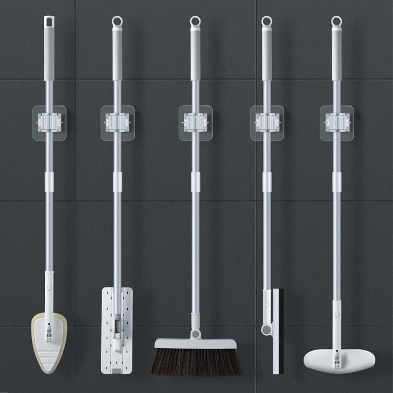 2 STÜCKE Mopp-Aufbewahrung Lagerregal Badezimmer Saugnapf Hängerohr Spurloser Mopp-Clip Besenaufhänger Wandmontiertes wasserdichtes Mopp-Rack