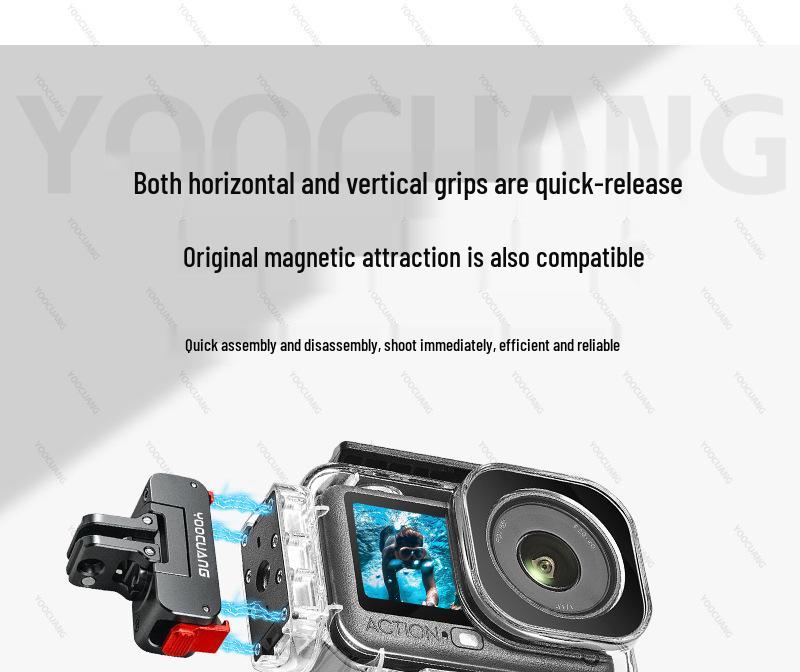 Magnetic Waterproof Case for DJI Action 6: 60m Deep Underwater Protective Cover with Vertical & Horizontal Quick Release