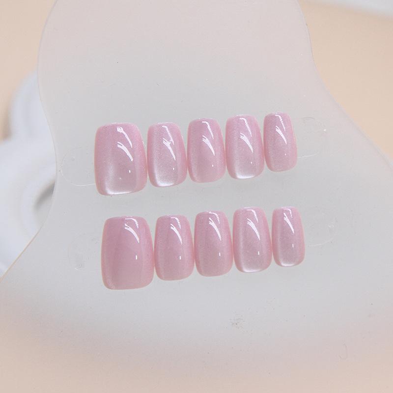 Purple solid color cat's eye wearing nail, 30 pieces of prefabricated nail, sub-size small short T short ballet manicure, nail patch
