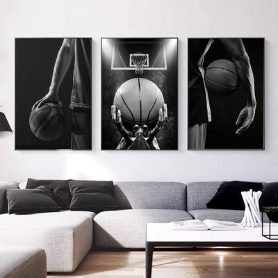 Moderné Basketbalové Hráčske Tenisky Plagát Čiernobiele Dekoratívne Obrazy Plátno Nástenné Umenie Fotografie Obrázky Obývacia Izba Domáca Dekorácia