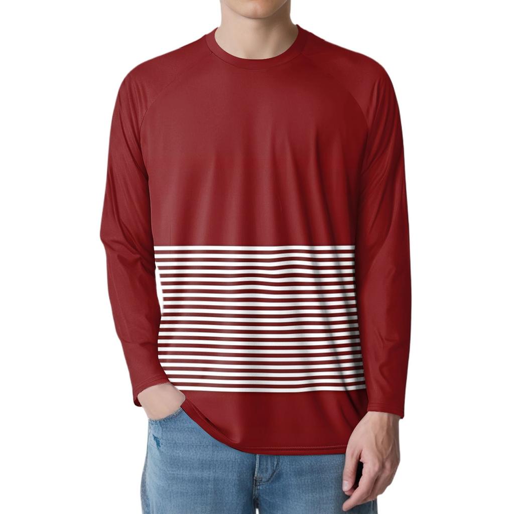 Men's Fashion Printed Raglan Long Sleeve Sports Top