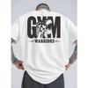 Gym Warrior Mens Cotton TShirt Summer Short Sleeve Streetwear Athletic Fit White