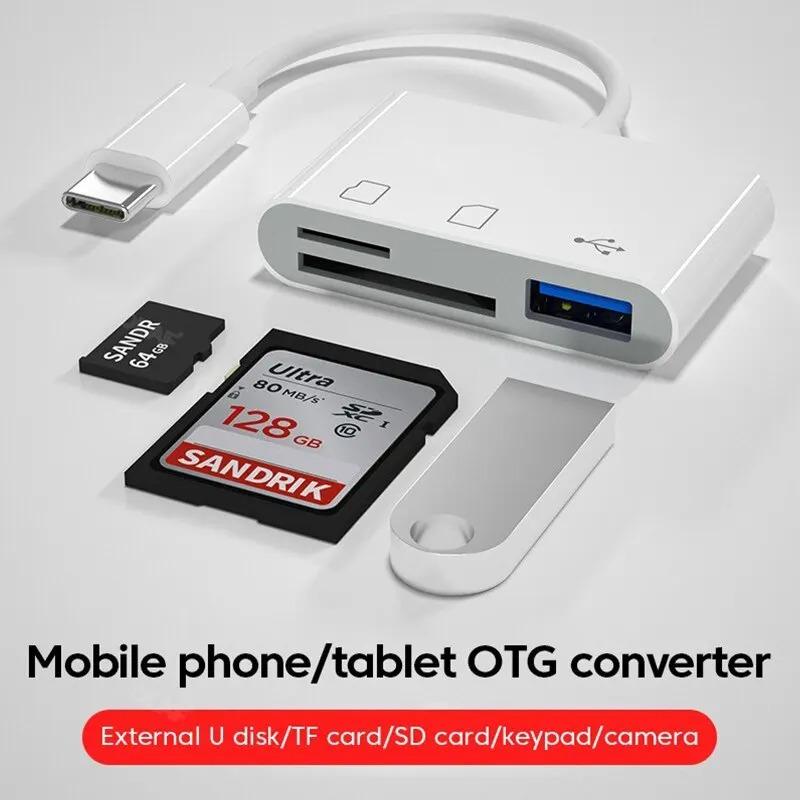

3 in 1 Adapter Multifunctional Card Reader USB TYPE-C Camera SD Card TF Memory Card Fast Transmission for Huawei IPhone IPAD MAC