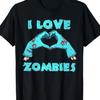MenS Zombie Lover Graphic TShirt  Black Horror Movie Tee with Heart Hands Design Soft Breathable Shirt for Hallowee