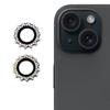 1Set For iPhone 15/15 Plus Camera Lens Protector Gear Shape Rhinestone Decor Tempered Glass Lens Film