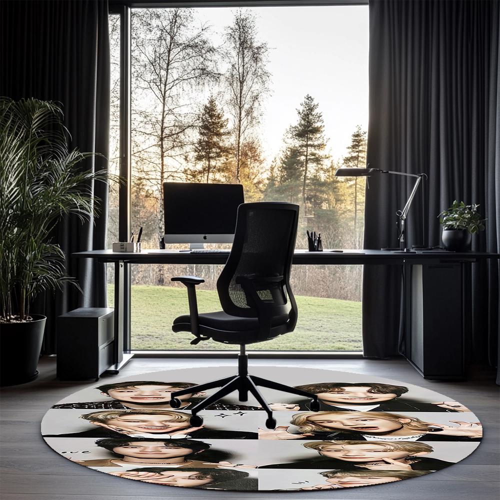 Stray Kids Printed Round Rug Carpet Chair Rug Area Rug Entryway Doormats,for Office Chair Living Room Bedroom Kitchen Room.