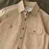 Men's Khaki Military Green Retro Shirt Jacket for Spring and Autumn
