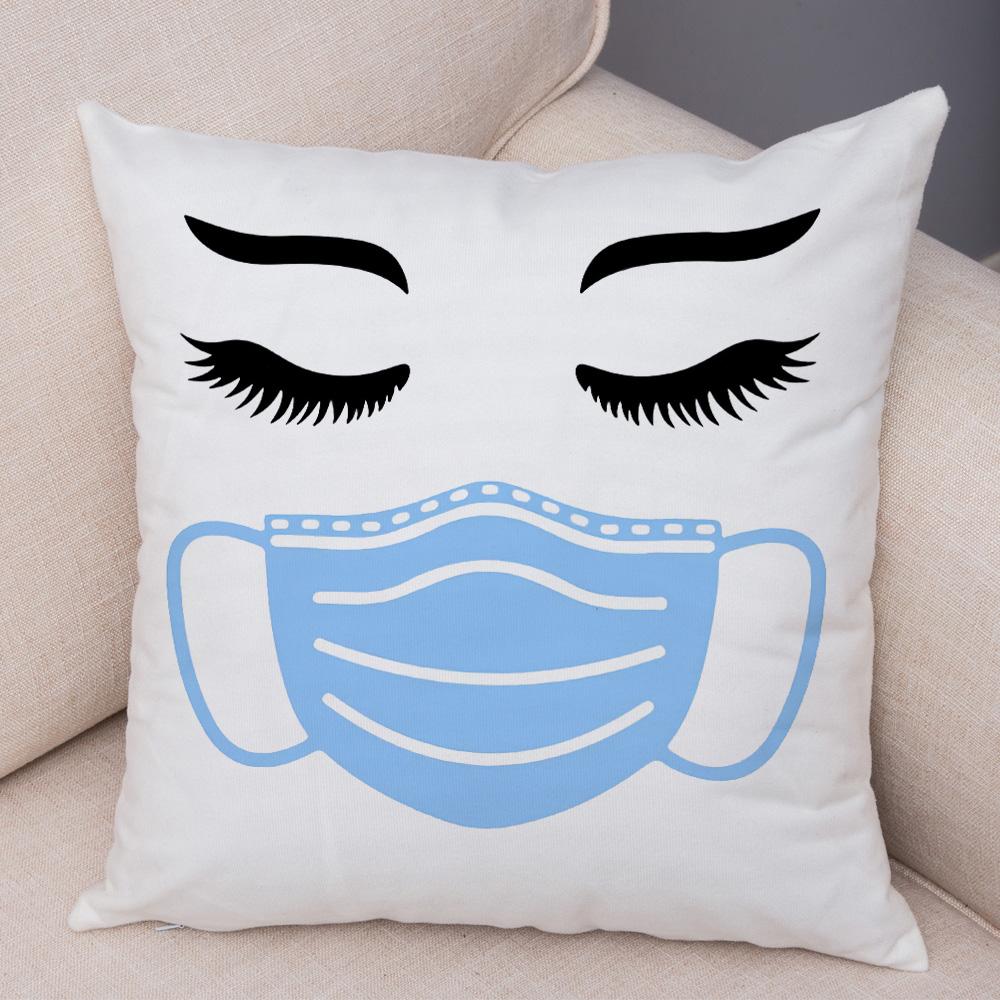 Fashion Mask Eyelash Print Pattern Pillowcase Cover  Bed Car Office Decorative