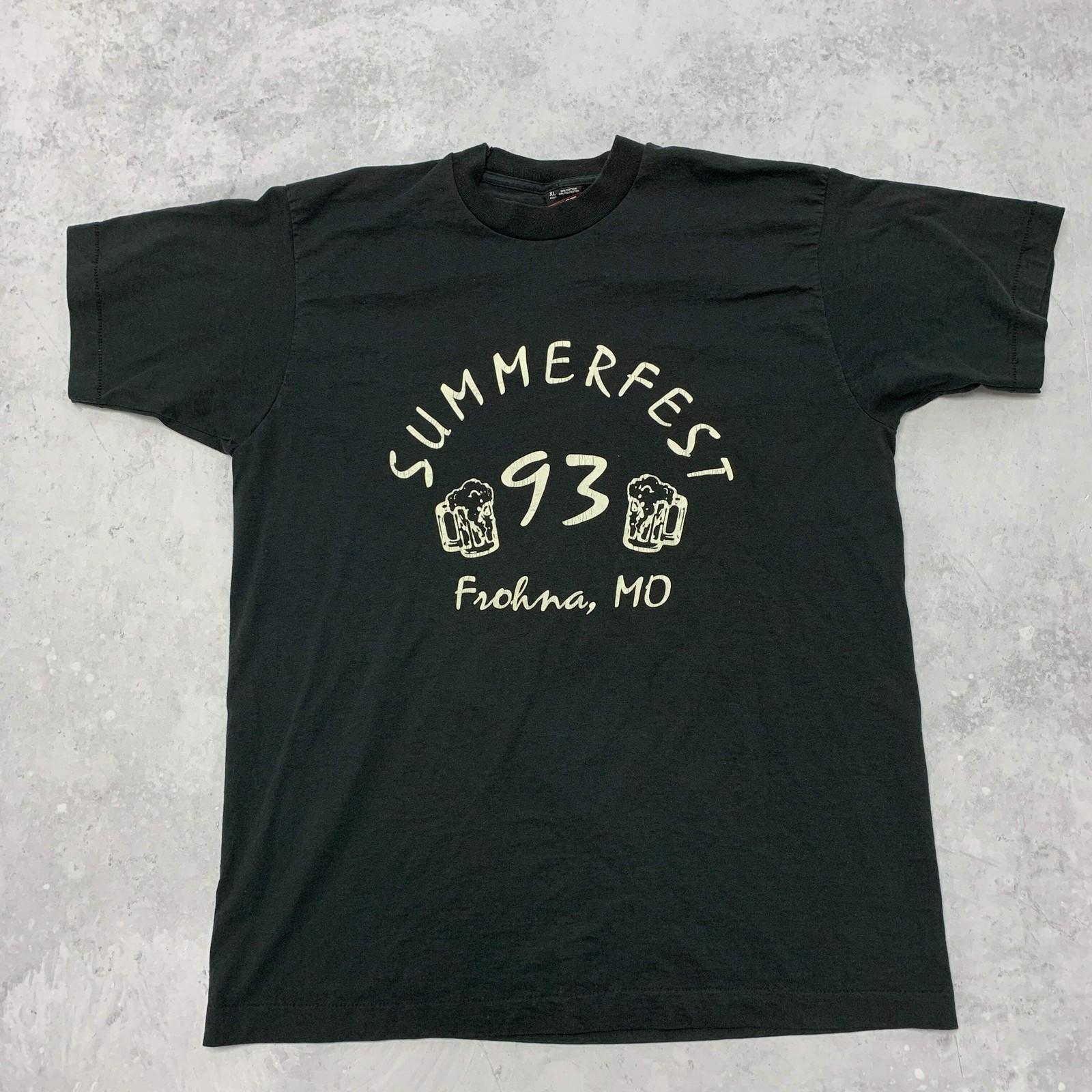 Vintage T Shirt Mens Large Black Single Stitch Graphic Print 90s Beer XL