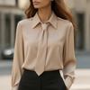 Women's Fashion Casual Spring Autumn Solid Color Print Long Sleeve POLO Neck Blouses & Shirts