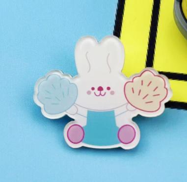 Cute Japanese Acrylic Brooch with Bunny Design, Girls Bag Accessory Pin