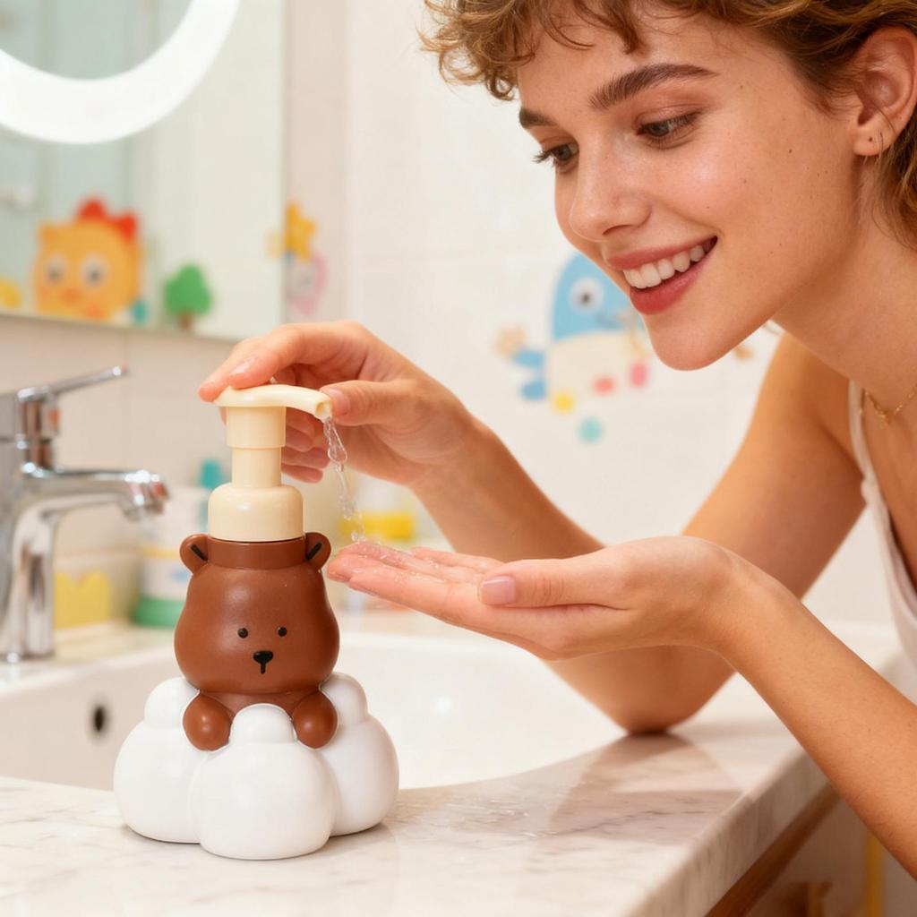 Bear Soap Dispenser Bear Shape Refillable Pump Bottle Bathroom Soap Dispenser for Shower Gel Lotion Liquid Shampoo Home