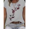 Fashion Women Retro Creative Side Branch Flowers Print T Shirt Funny Casual O-neck Short Sleeves T-shirt Summer Female Tee Shirt