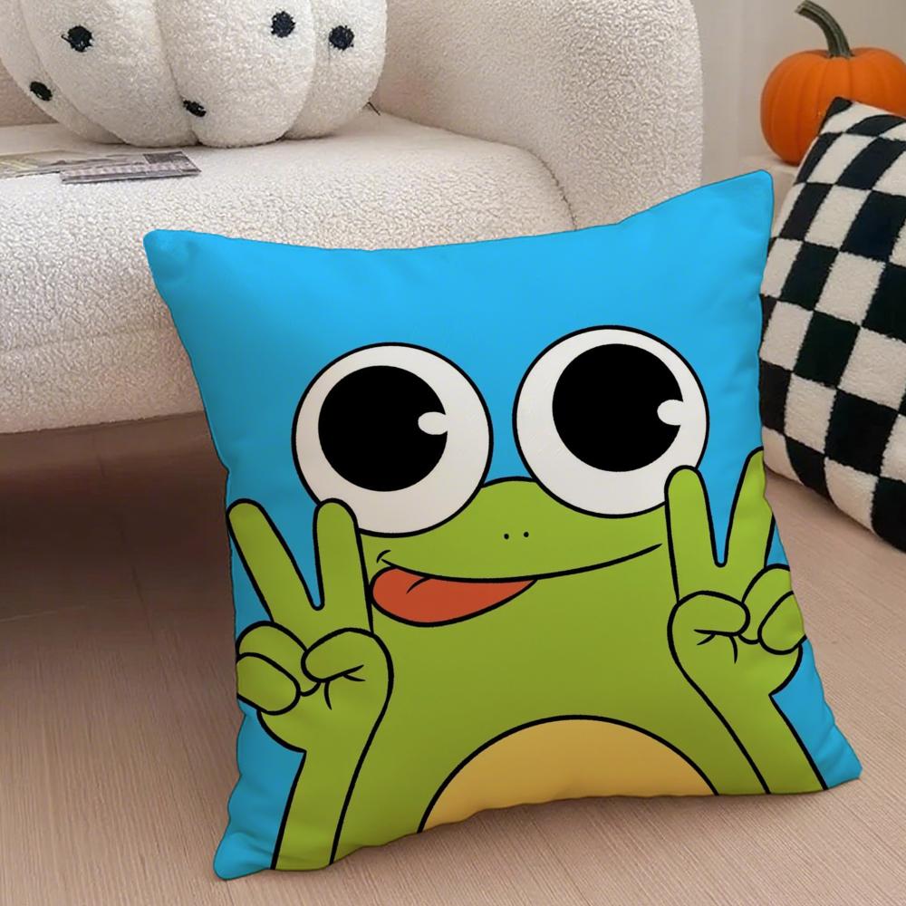 cute frog Cushion Cover Throw Pillow Cover Hidden Button Durable Polyester Chair Cushion