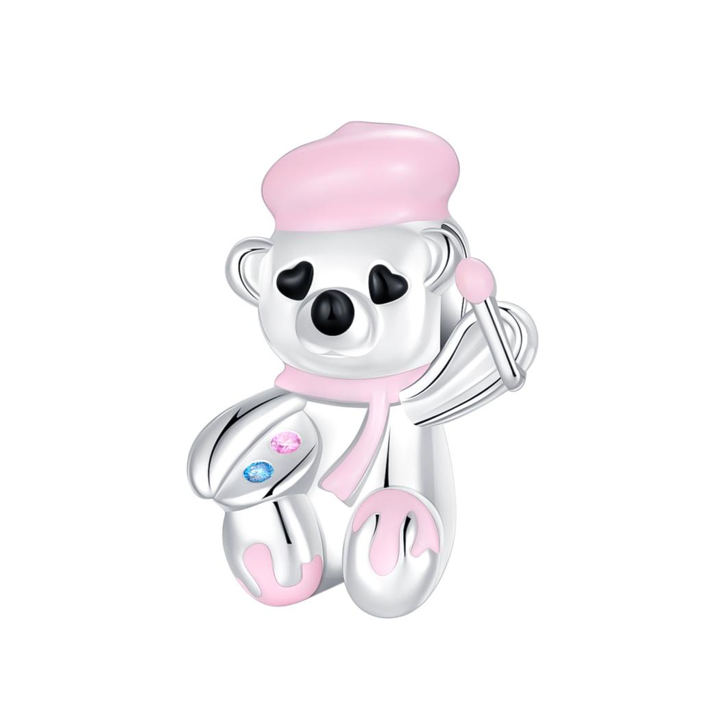 925 Silver Polar Bear Love Bead Happy Bear Series Fit Diy Bracelet Necklace Cute Kids Birthday Party Gifts