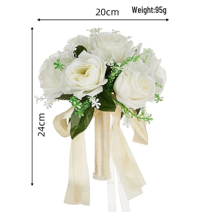 Элегантный свадебный букет в западном стиле с высококачественными искусственными розами слоновая кость