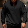 Men Quarter Zip Sweatshirt Mock Neck Fleece Lined Pullover Solid Color Loose Casual Warm Sweatshirt for Winter Sports Street Party Wear