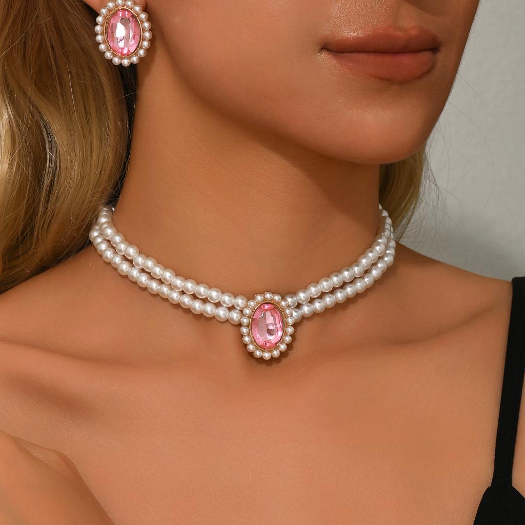 3PC Women's Fashion Imitation Zircon Necklace Earrings Zircon Set Suitable for Wedding, Party, Festival Gifts