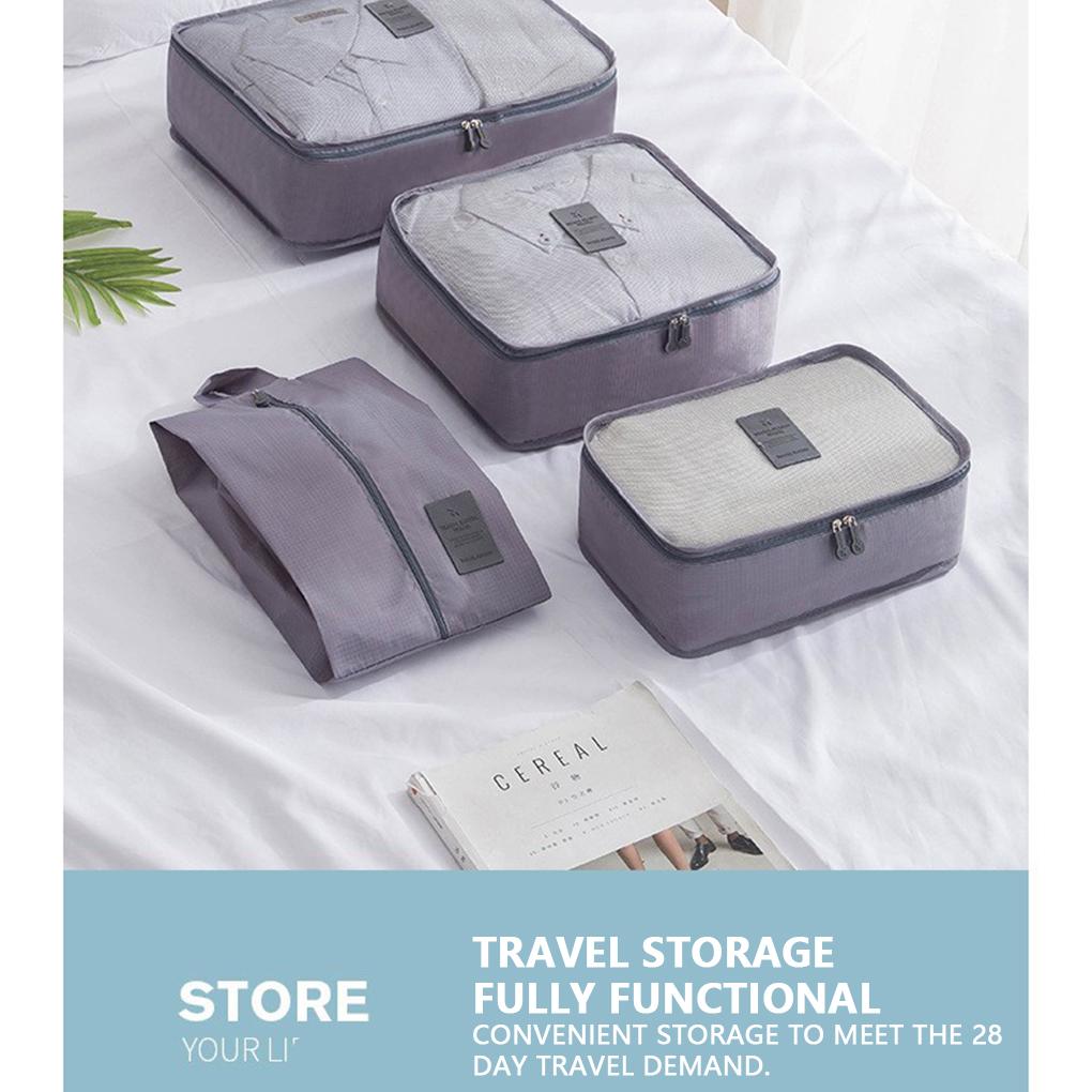 7 Pieces Travel Laundry Bag Packing Clothes Storage Organizer Luggage Holder Zipper Foldable Waterproof Shoes Underwear