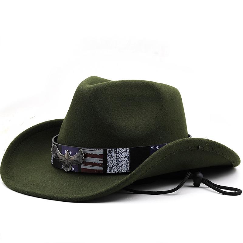 Hot-selling cowboy hat, woolen jazz top hat, men's and women's ethnic style autumn and winter felt hat, big eaves hat