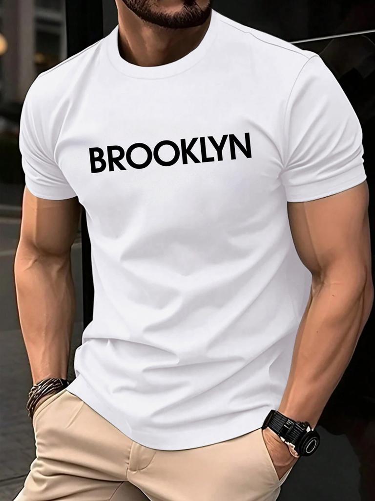 Brooklyn Stati Uniti Stampato Uomo Retro T-shirt Cotone TuttoAbbinabile T-shirt Trendy Strada Manica Corta Unisex Girocollo Morbido Vestiti