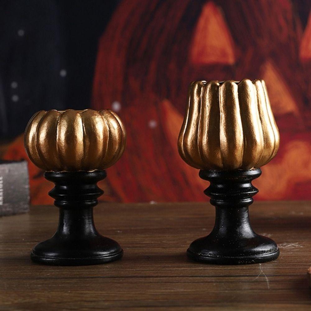 

Vintage Pumpkin Tealight Candle Holder Ornament Halloween Decoration Lantern Candlestick Gift Style 2