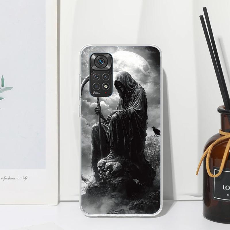 Death Grim Reaper Skull Scythe Phone Case For Xiaomi Redmi Note 15 13 14S 14 Pro Plus 12S 11S 10S 12 11E 10 11T Art Fundas Back