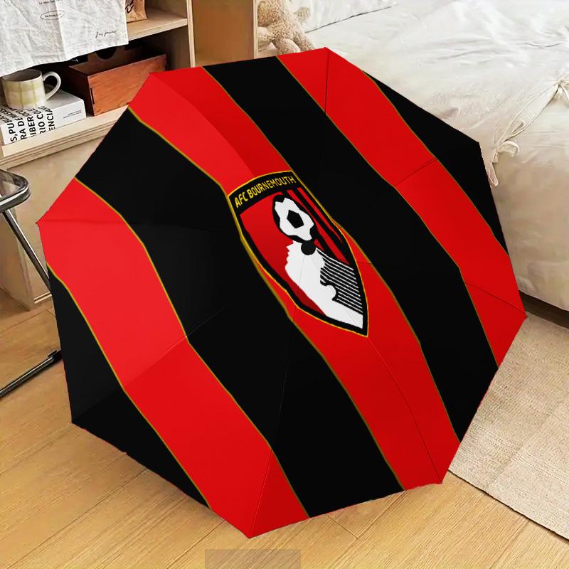 Afc Bournemouth Crest Automatic Folding Umbrella - 8-Rib Travel Umbrella with Auto Open/Close & Portable Gifts for Holidays or Birthdays