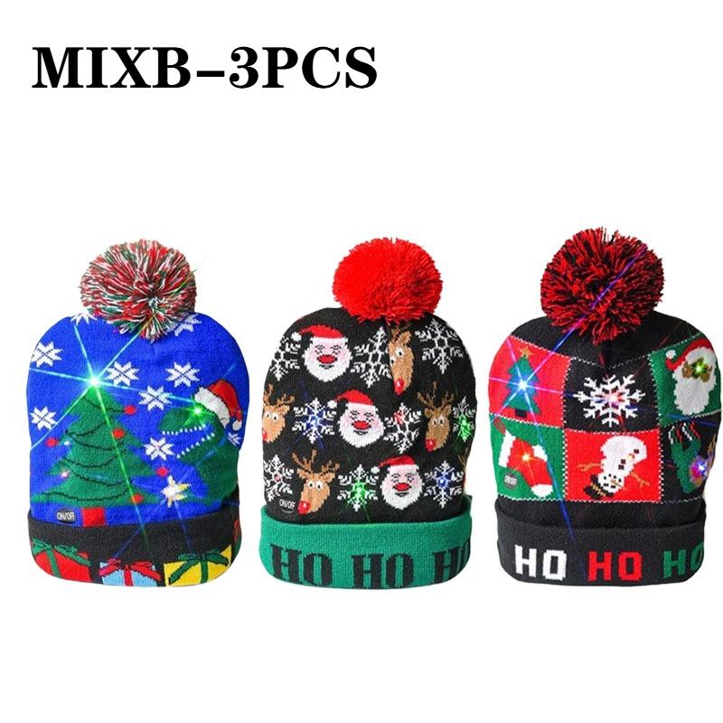LED Christmas Knit Hat Ugly Holiday Party Hat with Flashing Modes Festive Headwear with BatteriesWinter Seasonal Hat for Women
